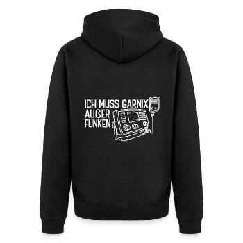 Amateurfunk ich muss garnix Amateurfunker - Unisex Premium Bio Zip Hoodie - Schwarz - Hinten - Nico (187cm)