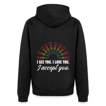 I See You I Love You I Accept You Gay Pride Lesbia - Unisex Premium Bio Zip Hoodie - Schwarz - Hinten - Nico (187cm)