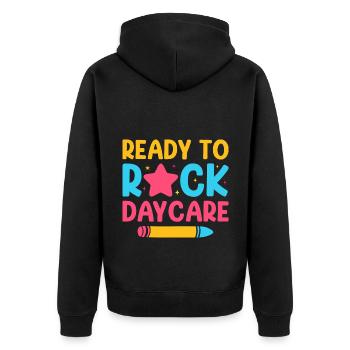 Ready To Rock Daycare Babysitter Daycare Provider - Unisex Premium Bio Zip Hoodie - Schwarz - Hinten - Nico (187cm)