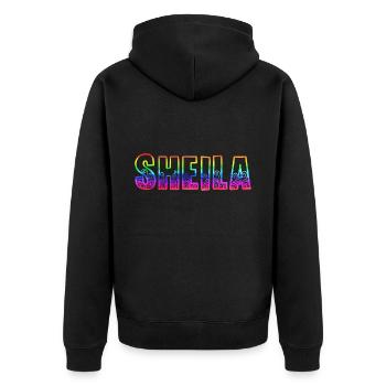 Sheila RS Arc-en-ciel - Veste à capuche bio Premium Unisexe - noir - Dos - Nico (187cm)