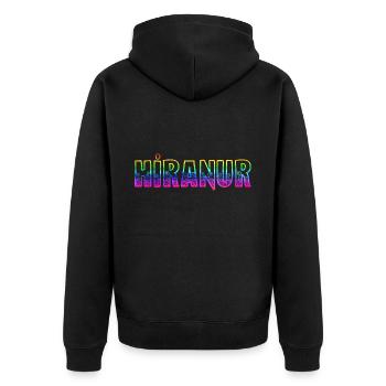 Hiranur RS Rainbow - Unisex Premium Organic Zip Hoodie - black - Back - Nico (187cm)
