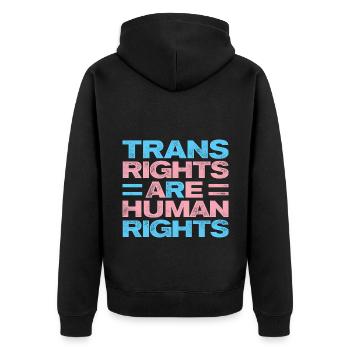 Trans Rights Are Human Rights Gay Rainbow Lgbtq Qu - Unisex Premium Bio Zip Hoodie - Schwarz - Hinten - Nico (187cm)