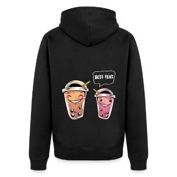 Besties Graphic Tea Lover Tea Drinker Tea Brewing - Unisex Premium Bio Zip Hoodie - Schwarz - Hinten - Nico (187cm)