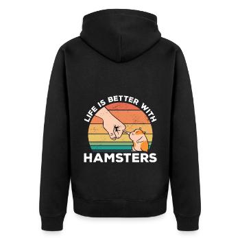 Life Is Better With A Hamster Animal Lover Hamster - Unisex Premium Bio Zip Hoodie - Schwarz - Hinten - Nico (187cm)