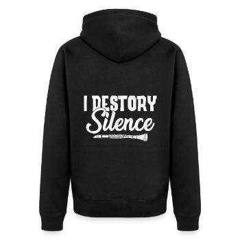 Oboe I Destroy Silence Oboe Basoonist Marching Ban - Unisex Premium Organic Zip Hoodie - black - Back - Nico (187cm)