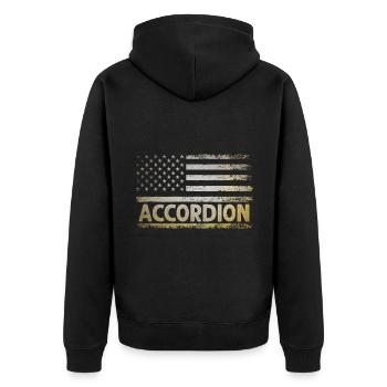 American Flag Accordion Player Accordionist Musici - Unisex Premium Organic Zip Hoodie - black - Back - Nico (187cm)