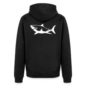 shark - Unisex Premium Bio Zip Hoodie - Schwarz - Hinten - Nico (187cm)