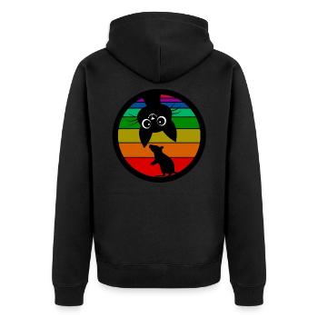 Katze Katzen Maus Kätzchen Regenbogen Fun Shirt - Unisex Premium Bio Zip Hoodie - Schwarz - Hinten - Nico (187cm)