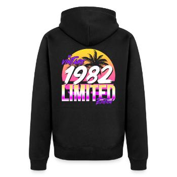 1982 Retro vintage 82 birthday 80s - Unisex Premium Organic Zip Hoodie - black - Back - Nico (187cm)