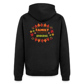 Familien-Thanksgiving 2026 Leafburst - Unisex Premium Bio Zip Hoodie - Schwarz - Hinten - Nico (187cm)
