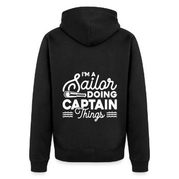 I'm A Sailor Doing Captain Things Sailing Ship Sea - Unisex Premium Bio Zip Hoodie - Schwarz - Hinten - Nico (187cm)