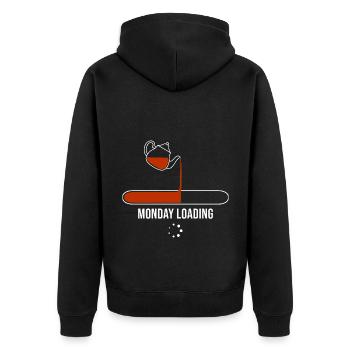 Monday Loading Tea Drinking Tea Drinker Tea Brewin - Unisex Premium Bio Zip Hoodie - Schwarz - Hinten - Nico (187cm)
