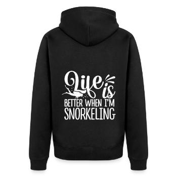 Life Is Better When I'm Snorkeling Scuba Diver Sno - Unisex Premium Bio Zip Hoodie - Schwarz - Hinten - Nico (187cm)