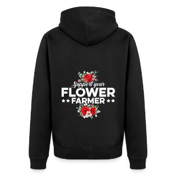 Support Your Flower Farmer Gardening Botanical Pla - Unisex Premium Bio Zip Hoodie - Schwarz - Hinten - Nico (187cm)