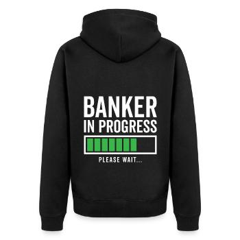Banker In Progress Please Wait Bookkeeper Finance - Unisex Premium Bio Zip Hoodie - Schwarz - Hinten - Nico (187cm)