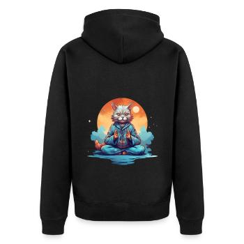 Yoga Cat : Détente et sérénité grâce à Medi - Veste à capuche bio Premium Unisexe - noir - Dos - Nico (187cm)