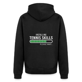 Tennis Skills Tennisverein Tennisspieler - Unisex Premium Bio Zip Hoodie - Schwarz - Hinten - Nico (187cm)
