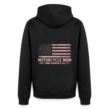 Drapeau Américain Moto Maman Patriote Motard Mère - Veste à capuche bio Premium Unisexe - noir - Dos - Nico (187cm)