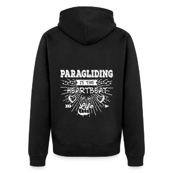 Paragliding Is The Heartbeat Of My Life Paraglider - Unisex Premium Bio Zip Hoodie - Schwarz - Hinten - Nico (187cm)