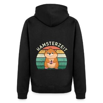 Hamsterzeit Grafik Hamsterbesitzer Tierliebhaber H - Unisex Premium Bio Zip Hoodie - Schwarz - Hinten - Nico (187cm)