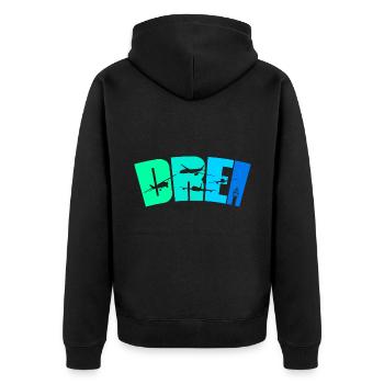 Geburtstag Junge 3 Jahre Flugzeug Flugzeuge - Unisex Premium Bio Zip Hoodie - Schwarz - Hinten - Nico (187cm)