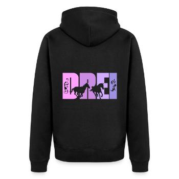 3. Geburtstag Mädchen 3 Jahre alt Pferde Pferd - Unisex Premium Bio Zip Hoodie - Schwarz - Hinten - Nico (187cm)