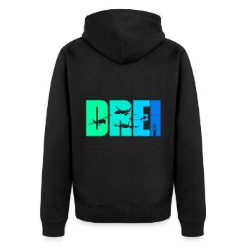 3. Geburtstag Junge 3 Jahre Flugzeug Flugzeuge - Unisex Premium Bio Zip Hoodie - Schwarz - Hinten - Nico (187cm)
