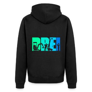3. Geburtstag Junge 3 Jahre alt Bagger Baustelle - Unisex Premium Bio Zip Hoodie - Schwarz - Hinten - Nico (187cm)