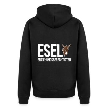 Lustiger Esel Spruch Bauernhof - Unisex Premium Bio Zip Hoodie - Schwarz - Hinten - Nico (187cm)