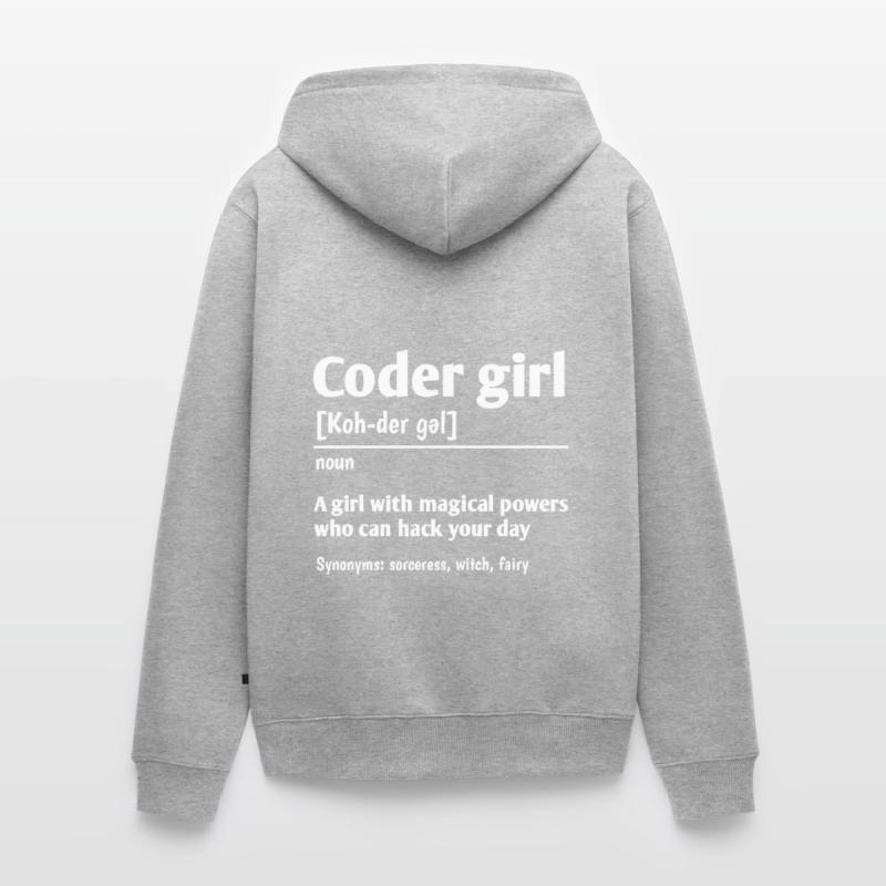 Coder Girl Definition Noun Software Developer Prog Unisex Premium Bio Zip Hoodie