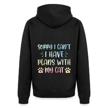 Sorry I Cant I Have Plans With My Cats Cat Owner T - Unisex Premium Bio Zip Hoodie - Schwarz - Hinten - Nico (187cm)