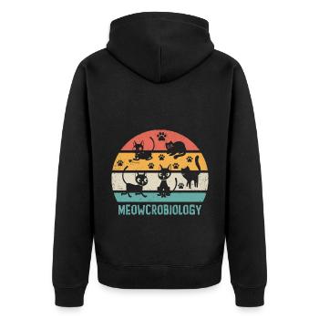 Meowcrobiology Cat Lover Cat Owner Pets Animal Lov - Unisex Premium Bio Zip Hoodie - Schwarz - Hinten - Nico (187cm)