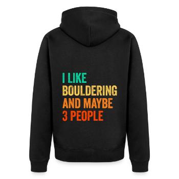 I Like Bouldering And Maybe 3 People Climbing Boul - Unisex Premium Bio Zip Hoodie - Schwarz - Hinten - Nico (187cm)