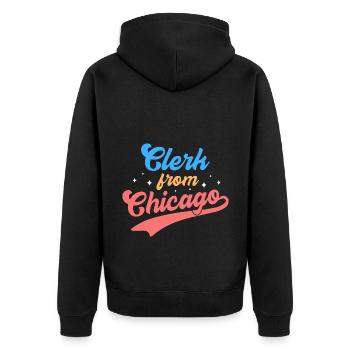 Retro Graphic Bank Clerk Bookkeeper Bank Employee - Unisex Premium Bio Zip Hoodie - Schwarz - Hinten - Nico (187cm)