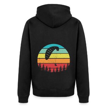 Retro Graphic Paragliding Paraglider Parachute Sky - Unisex Premium Bio Zip Hoodie - Schwarz - Hinten - Nico (187cm)