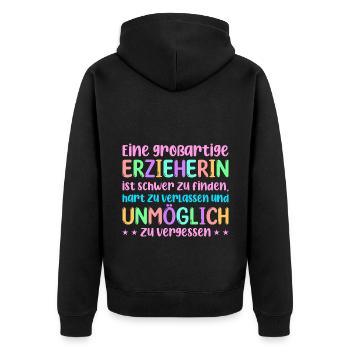 Eine Großartige Erzieherin Ist Schwer Zu Finden Ki - Unisex Premium Bio Zip Hoodie - Schwarz - Hinten - Nico (187cm)
