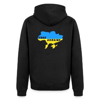 Libre Ukraine Russie Drapeau Fierté Europe de l’Est - Veste à capuche bio Premium Unisexe - noir - Dos - Nico (187cm)