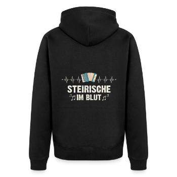 Akkordeon Steirische Herzschlag Harmonika - Unisex Premium Bio Zip Hoodie - Schwarz - Hinten - Nico (187cm)