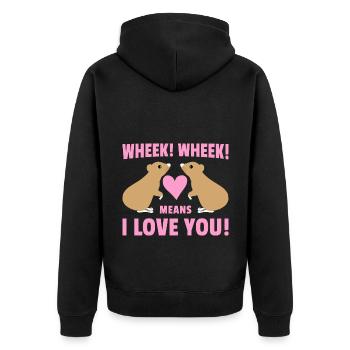 Wheek Wheek Graphic Guinea Pig Owner Pet Cavy Anim - Unisex Premium Bio Zip Hoodie - Schwarz - Hinten - Nico (187cm)