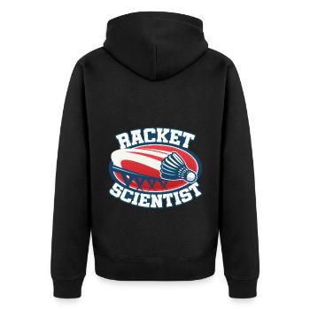 Racket Scientist Badminton Player Shuttlecock Spor - Unisex Premium Bio Zip Hoodie - Schwarz - Hinten - Nico (187cm)