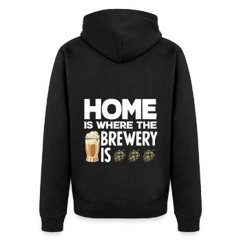 Home Is Where The Brewery Is Homebrewing Craftbeer - Unisex Premium Bio Zip Hoodie - Schwarz - Hinten - Nico (187cm)