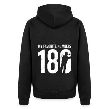 My Favorite Number? 180 Darting Dart Player Triple - Unisex Premium Organic Zip Hoodie - black - Back - Nico (187cm)