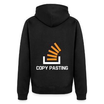 Copy Pasting Programming Coder Software Developer - Unisex Premium Bio Zip Hoodie - Schwarz - Hinten - Nico (187cm)