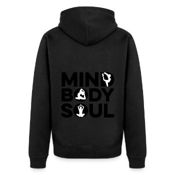 Mind Body Soul Meditate Spirituality Relaxation Me - Unisex Premium Bio Zip Hoodie - Schwarz - Hinten - Nico (187cm)
