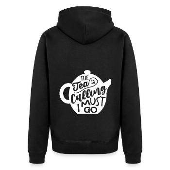 The Tea Is Calling So I Must Go Tea Lover Tea Drin - Unisex Premium Bio Zip Hoodie - Schwarz - Hinten - Nico (187cm)