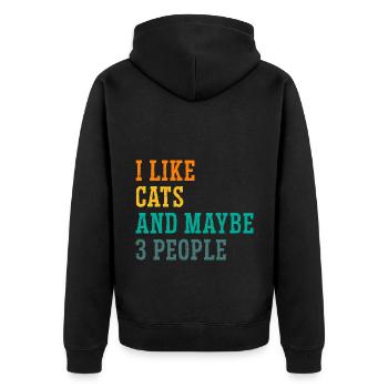 I Like Cats And Maybe 3 People Cat Lover Cat Train - Unisex Premium Bio Zip Hoodie - Schwarz - Hinten - Nico (187cm)