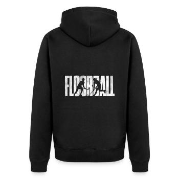 Floorballer Floorball Player lettering Floorball - Unisex Premium Organic Zip Hoodie - black - Back - Nico (187cm)
