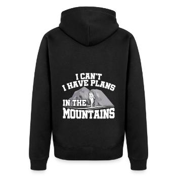 I Can't I Have Plans In The Mounatins Hiking Trekk - Unisex Premium Bio Zip Hoodie - Schwarz - Hinten - Nico (187cm)