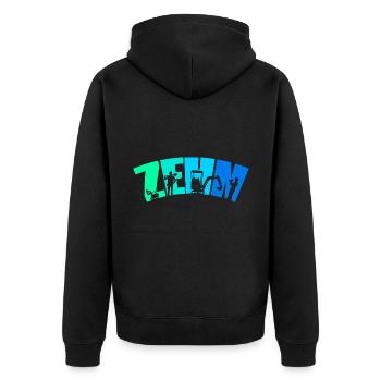 10 Geburtstag Junge 10 Jahre Baustelle Bauarbeiter - Unisex Premium Bio Zip Hoodie - Schwarz - Hinten - Nico (187cm)