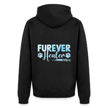 Furever Heiler Verterinärer Tierfreund - Unisex Premium Bio Zip Hoodie - Schwarz - Hinten - Nico (187cm)